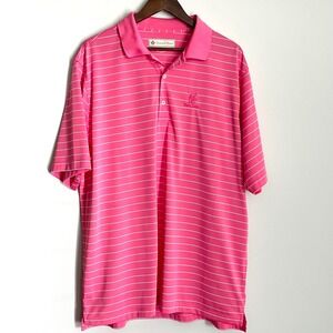 Donald Ross Mens XL Pink Striped East Lake Golf Club Polo Shirt Short Sleeve
